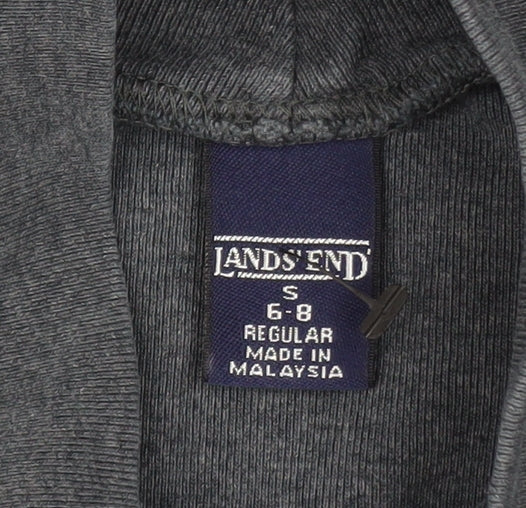 Lands' End Women's Grey Roll Neck Cotton Jumper Size S 6-8