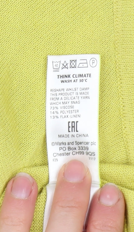 Marks & Spencer Women’s Yellow Roll Neck Jumper Size 6 Lightweight Knit