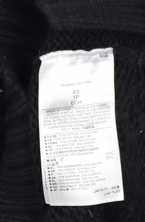 Banana Republic Womens Black XS Cable Knit Cotton Jumper