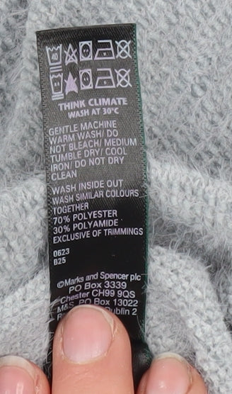 Marks & Spencer Women Grey V-Neck Knit Pullover Jumper Size S