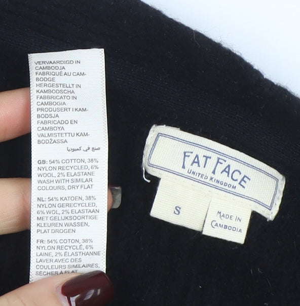 FatFace Women's Black Sleeveless Cardigan Knit Vest Size S