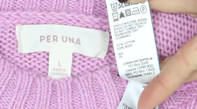Per Una Women’s Pink Cotton Wool Knit Jumper L