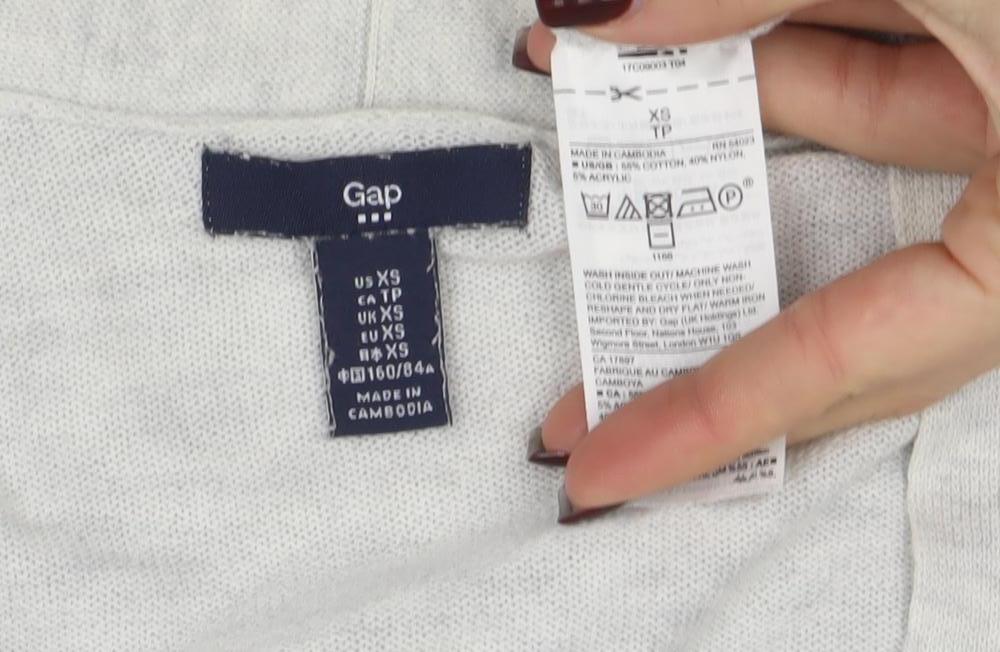 GAP Women's Grey Cotton Blend Open Front Cardigan XS
