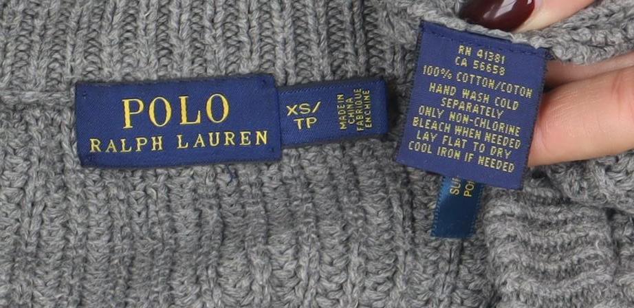 Ralph Lauren Women’s Grey Cable-Knit Jumper XS 100% Cotton