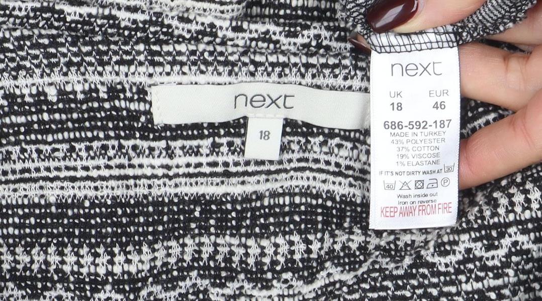 Next Women Grey Striped 3/4 Sleeve Knit Shift Dress Size 18