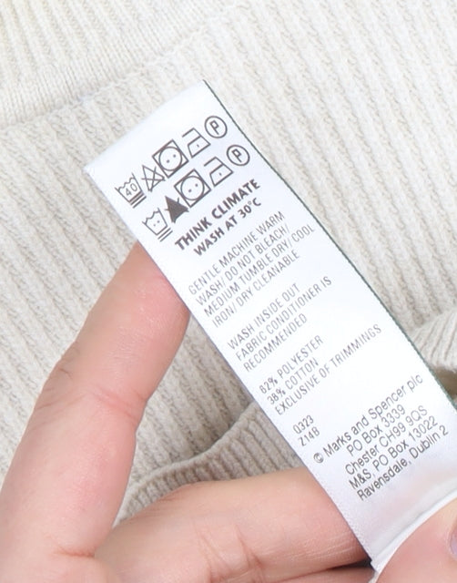 Marks & Spencer Men's Beige Cotton Blend Crew Neck Jumper M