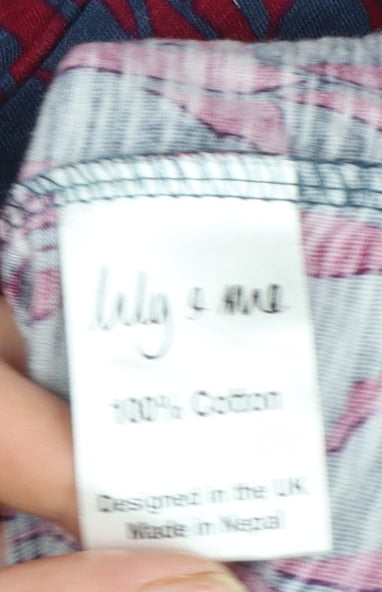 Lily and Me Women's Blue Floral Cotton Shift Dress Size 14