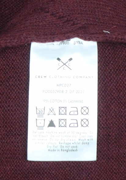 Crew Clothing Red 1/2 Zip High Neck Cotton Cashmere Jumper L