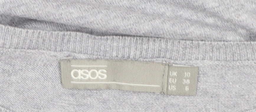 ASOS Women Grey Pullover Jumper UK 10 Long Sleeve Star Detail