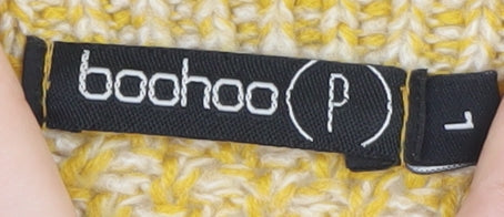 Boohoo Women Yellow Mock Neck Chunky Knit Pullover Jumper Size L