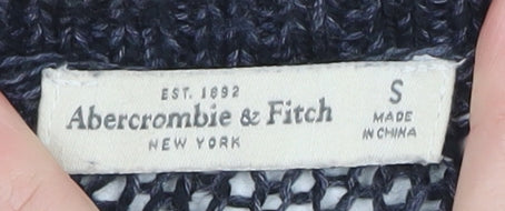 Abercrombie & Fitch Women's Blue Open-Knit Pullover Jumper Size S