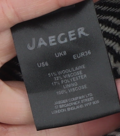 Jaeger Women's Black Wool Blend Geometric Jacket Size 8