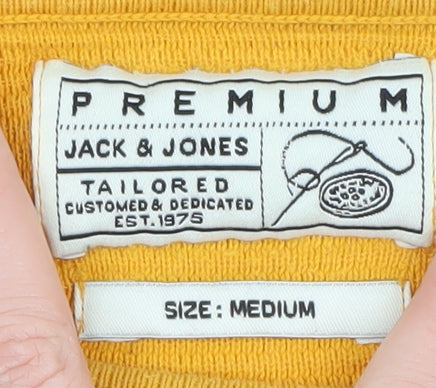 Jack & Jones Unisex Yellow Cotton Crew Neck Jumper Medium