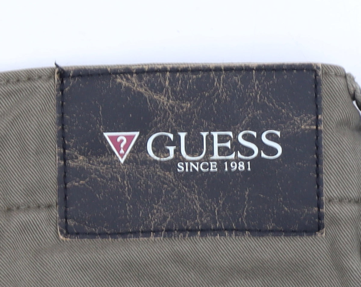 Guess Men's Brown Cargo Trousers 28x32 Mid Rise Regular Straight