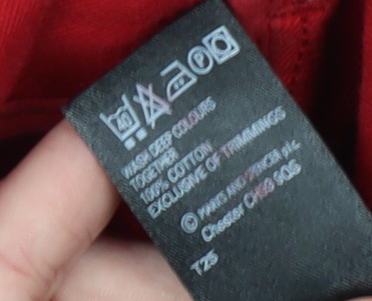 Marks & Spencer Women Red Cotton Pea Coat Size 16 Mid-Length