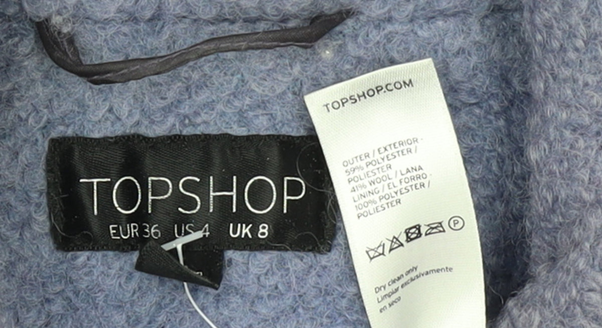 Topshop Women’s Purple Wool Blend Mid-Length Coat UK 8