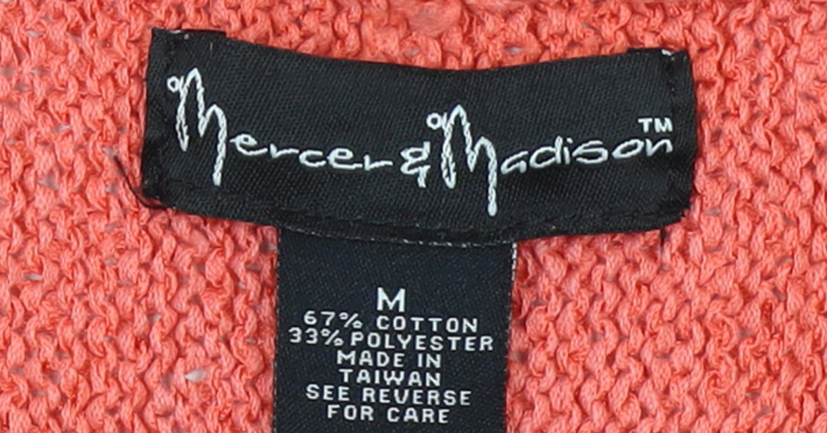 Mercer & Madison Women Coral Knit Cardigan M V-Neck Button Front