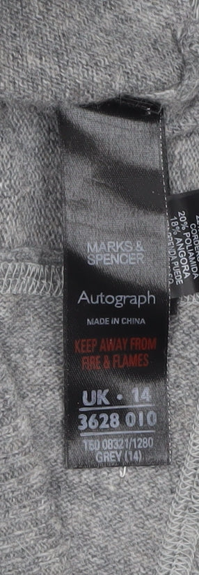 Marks & Spencer Women's Grey 3/4 Sleeve Knit Jumper Size 14