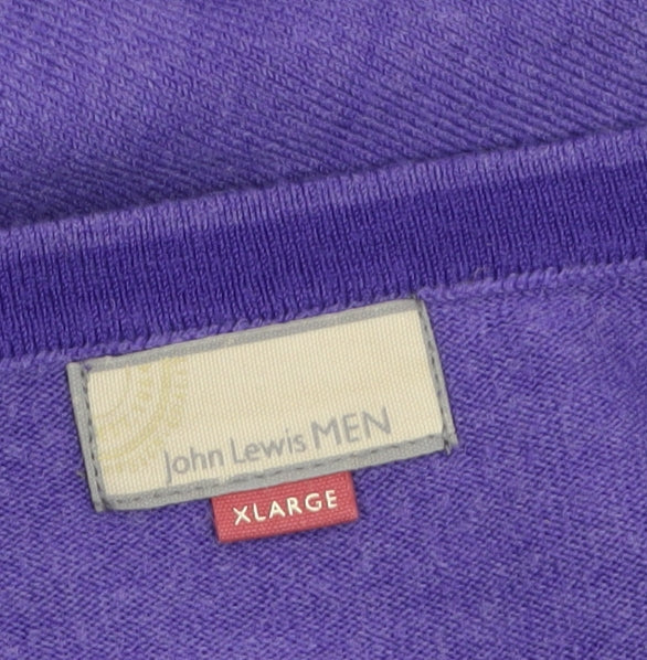 John Lewis Men Purple V-Neck Acrylic Pullover Jumper XL