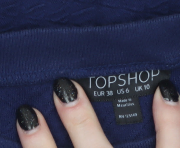Topshop Women's Navy Blue Crew Neck Long Sleeve Pullover Sweatshirt UK 10