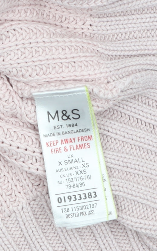 Marks & Spencer Women's Pink XS Cotton Chunky Knit Jumper