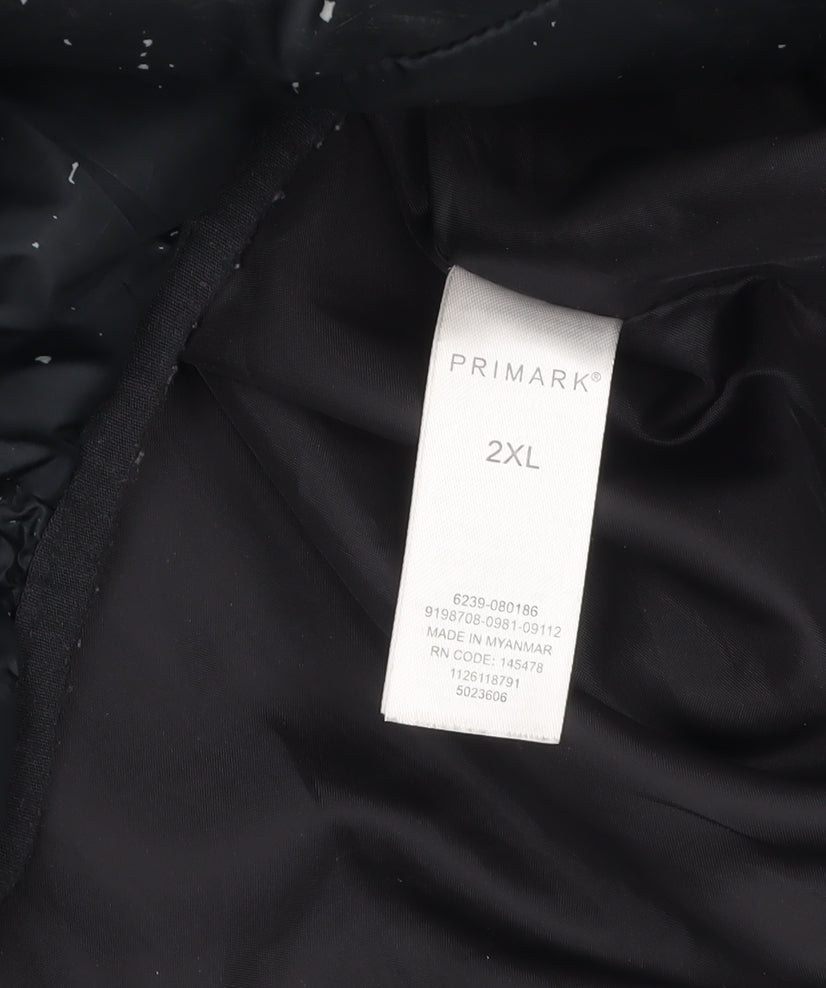 Primark Men's Grey 2XL Hooded Puffer Jacket Full Zip Winter Coat