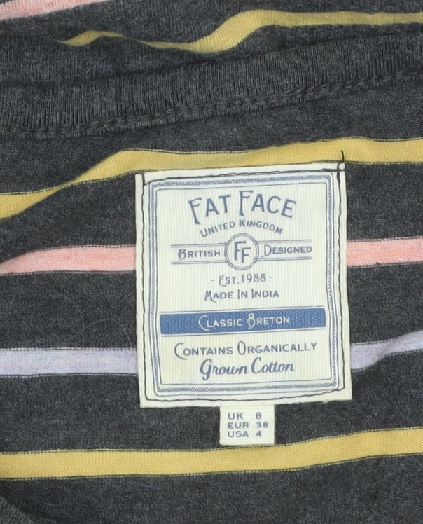 Fat Face Women's Multicoloured Stripe Breton Long Sleeve Cotton Top Size 8