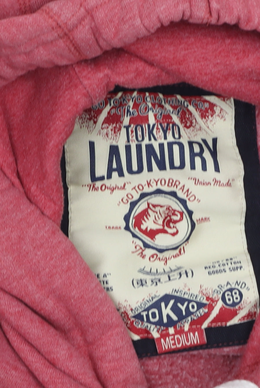 Tokyo Laundry Men's Red Pullover Hoodie Medium Graphic Fleece Sweatshirt