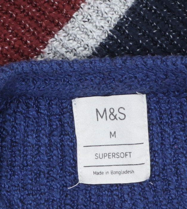 Marks & Spencer Mens Multicoloured Striped Chunky Knit Jumper M