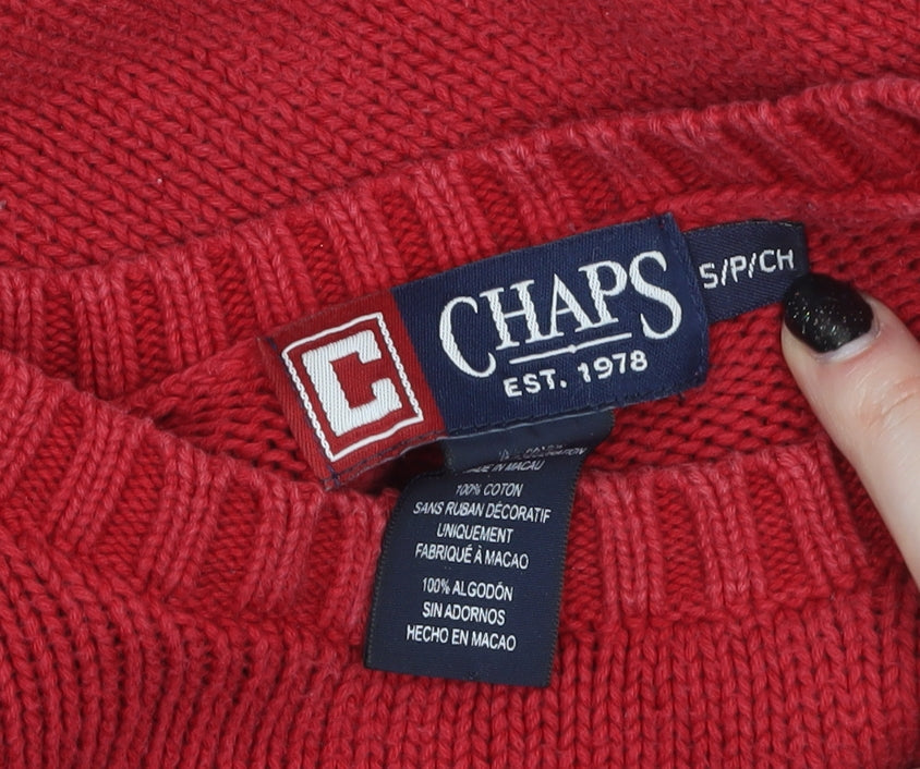Chaps Men's Red Cotton Crew Neck Pullover Jumper Size S