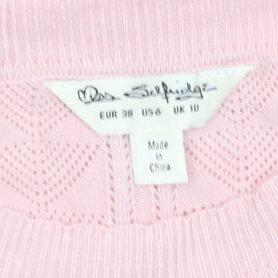 Miss Selfridge Womens Pink Cable Knit Crew Neck Jumper Size 10