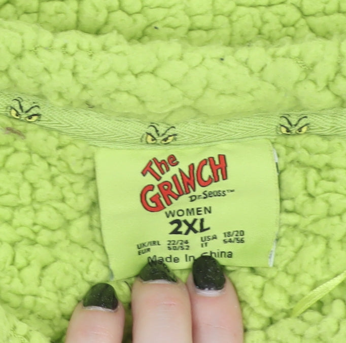 The Grinch Womens Green Fleece Pyjama Top 2XL Plus Size Winter