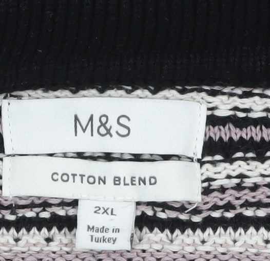 Marks & Spencer Men's Black 2XL Collared Short Sleeve Knit Polo Jumper