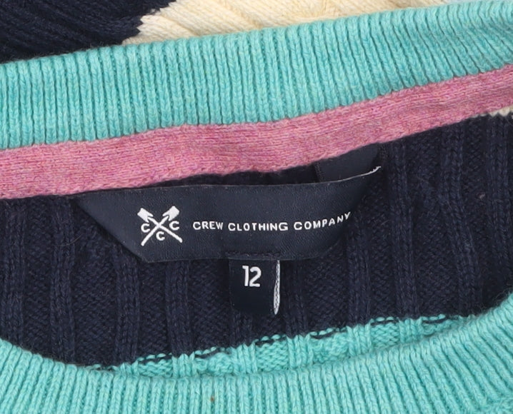 Crew Clothing Company Women's Multicoloured Stripe Cotton Cashmere Jumper Size 12