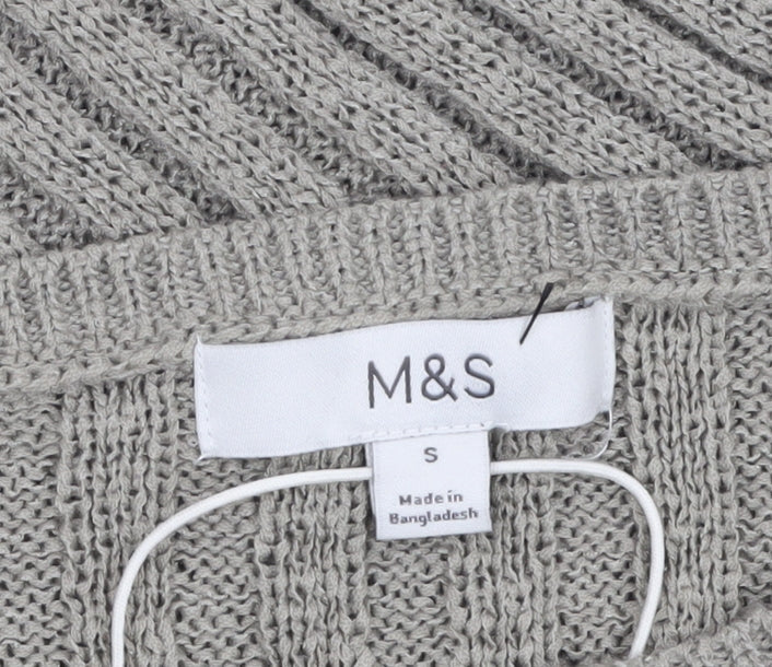 Marks & Spencer Women’s Grey Ribbed Knit Pullover Jumper Size S