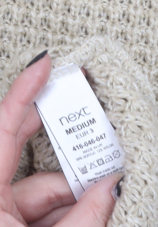 Next Women's Beige Waffle-Knit Crew Neck Jumper Size M