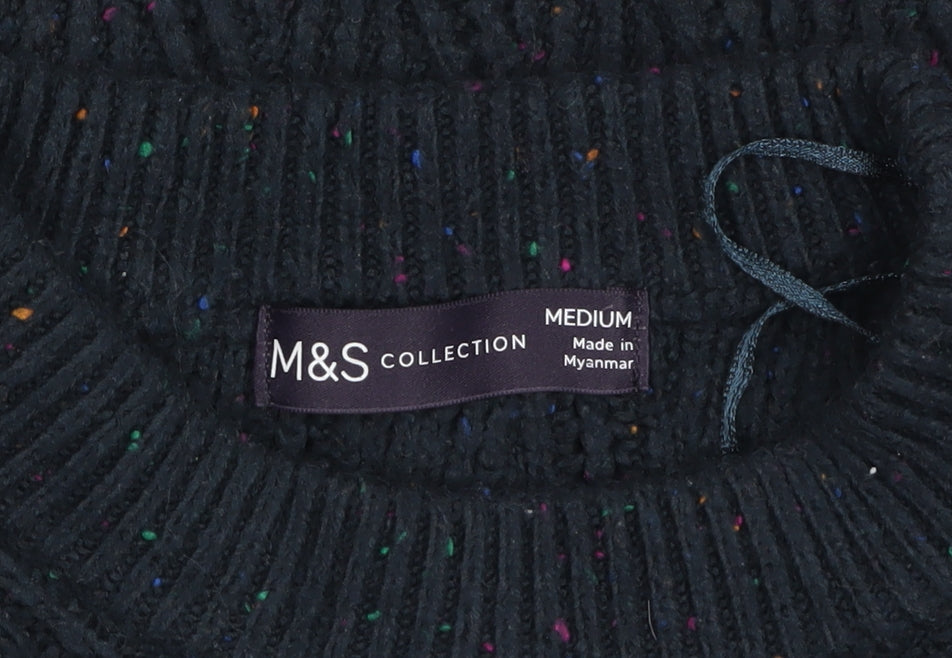 Marks & Spencer Women's Black Cable-Knit Pullover Jumper Medium