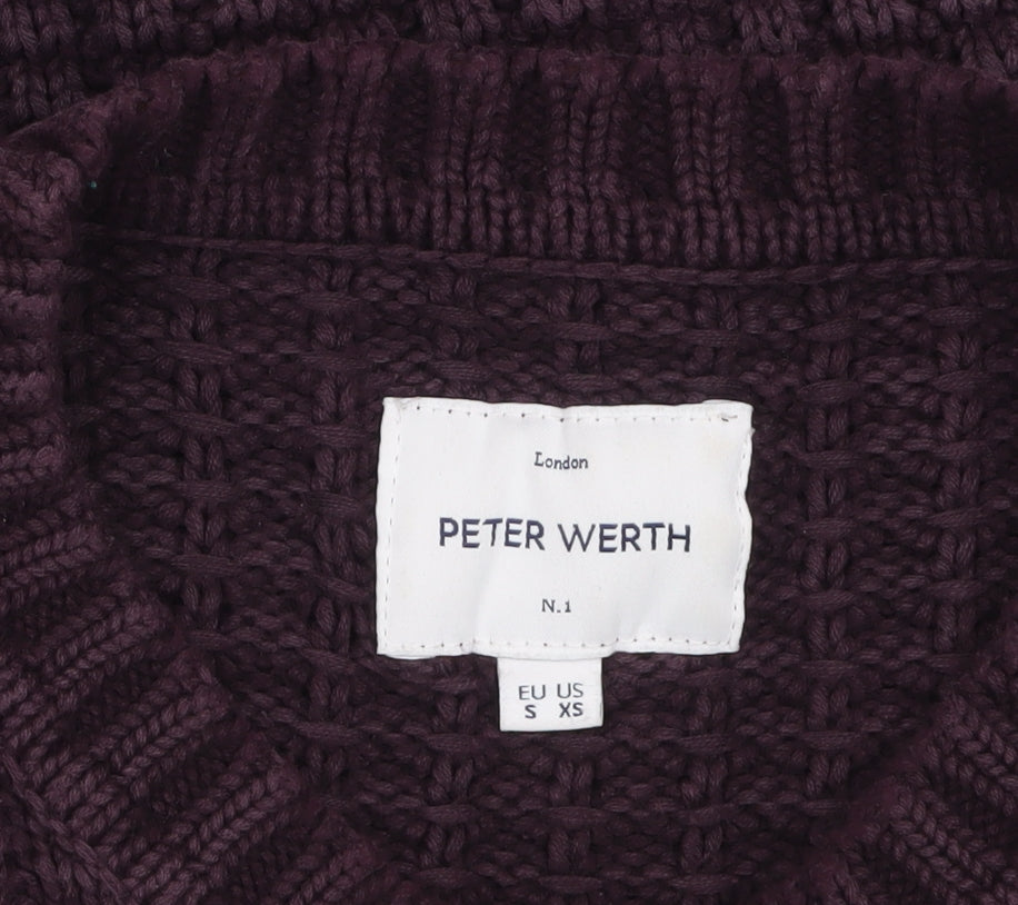 Peter Werth Men's Purple Waffle-Knit Cotton Jumper XS