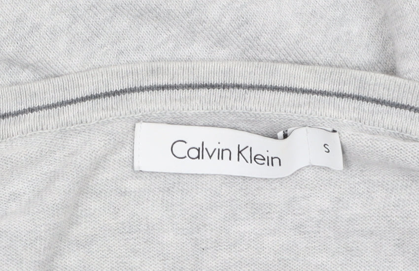 Calvin Klein Men's Grey Cotton V-Neck Jumper Size S