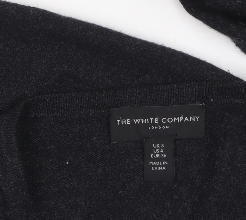 The White Company Women's Black V-Neck Cardigan Size 8
