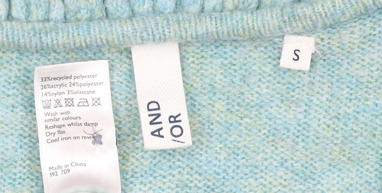 AND/OR Women's Blue Collared Knit Cardigan Size S