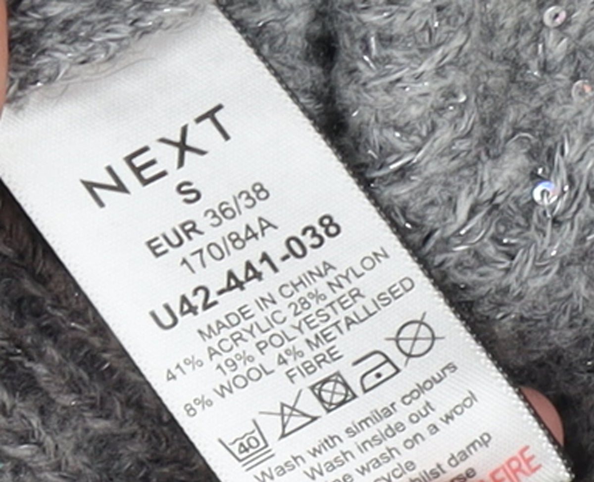 Next Women Grey Sequin Knit Longline Cardigan Size S