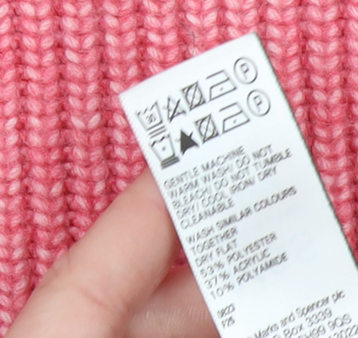 Marks & Spencer Women Pink Mock Neck Ribbed Knit Jumper XL
