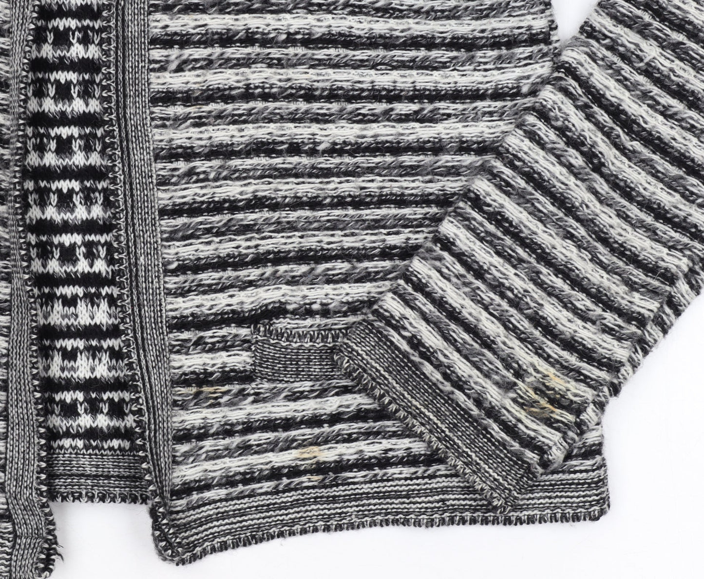 Berretti Women Grey Striped Chunky Knit Cardigan UK 12