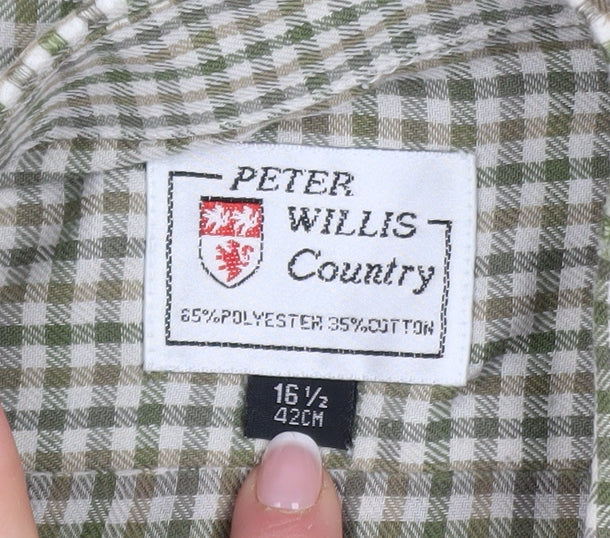 Peter Willis Country Men's Green Check Long Sleeve 16.5in Button-Up Shirt