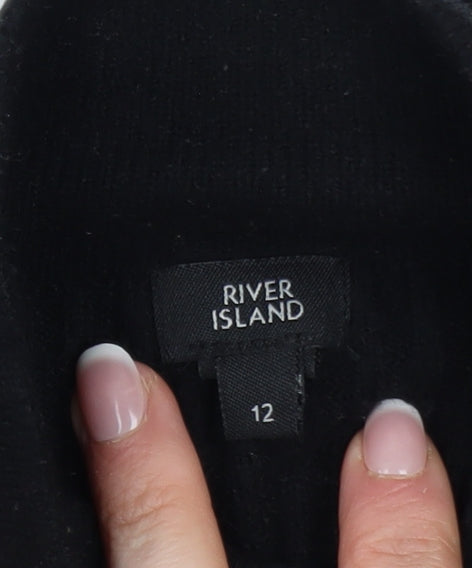 River Island Women’s Black Mock Neck Knit Shrug Jumper Size 12