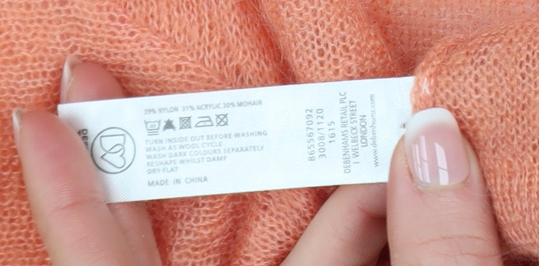 RJR.John Rocha Women's Orange Mohair Long Sleeve Cardigan Size 12