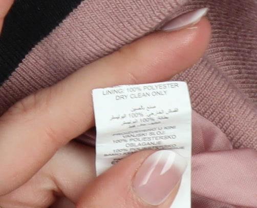 M Women's Pink Faux Shearling Bomber Jacket Size 6 Regular Zip Up