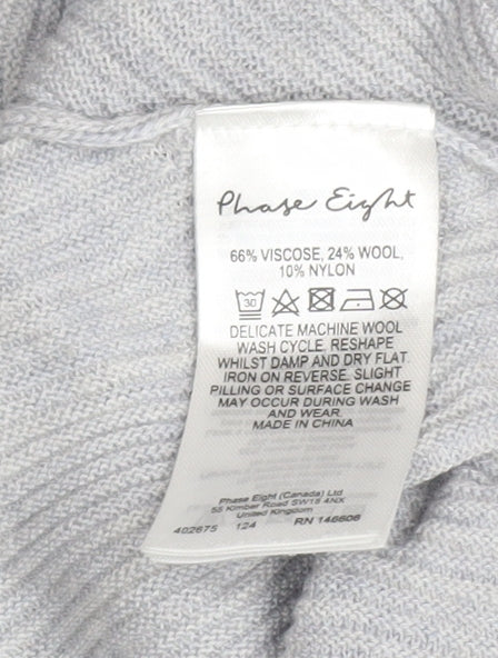 Phase Eight Women Grey Knit Relaxed Fit 3/4 Sleeve Pullover Jumper M