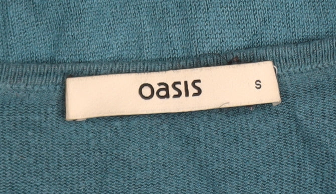 Oasis Women's Blue Crew Neck Long Sleeve Viscose Jumper Size S